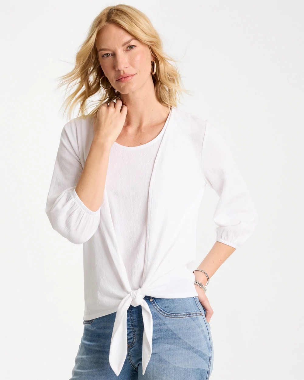 Knit Gauze Tie-Front Cardigan | Chico's